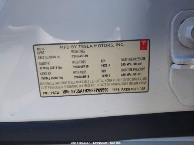 5YJSA1H25FFP69590 Tesla Model S 70d/85d/p85d
