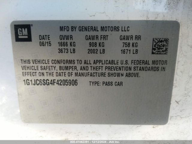 1G1JC6SG4F4205906 Chevrolet Sonic Lt Auto