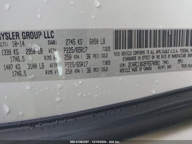 2C4RC1BG9FR570981 Chrysler Town & Country Touring