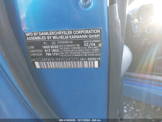 2004 CHRYSLER CROSSFIRE 1C3AN69L94X024370 Photo 8