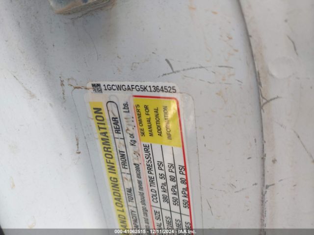 1GCWGAFG5K1364525 Chevrolet Express 2500 Work Van