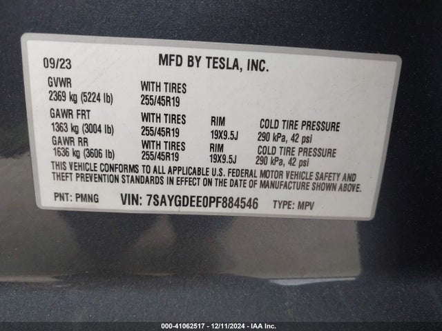 2023 TESLA MODEL Y 7SAYGDEE0PF884546 Photo 8