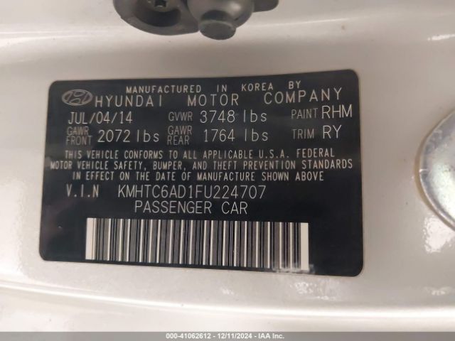KMHTC6AD1FU224707 Hyundai Veloster