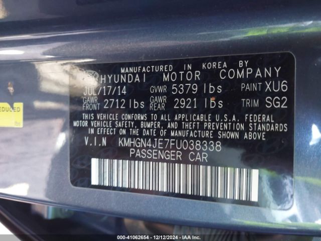 KMHGN4JE7FU038338 Hyundai Genesis 3.8