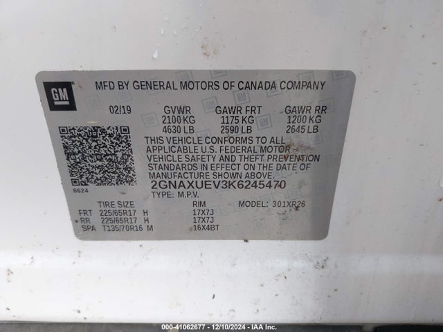 Chevrolet EQUINOX LT 2019 2GNAXUEV3K6245470 Image 9