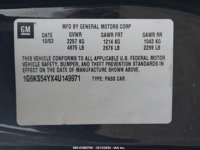 2004 CADILLAC SEVILLE 1G6KS54YX4U149971 Photo 8