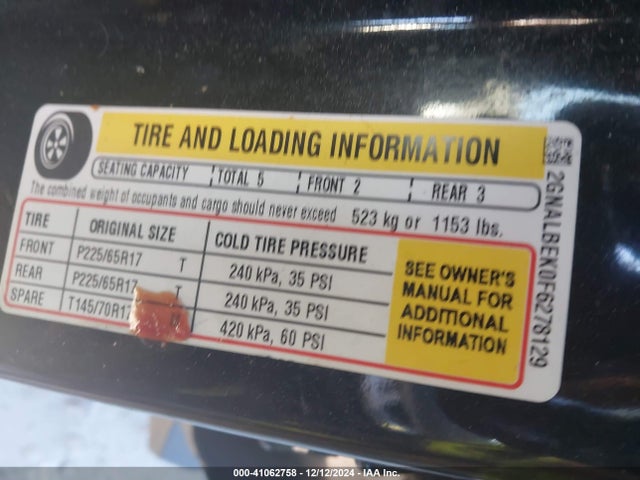 Chevrolet EQUINOX 1LT 2015 2GNALBEK0F6278129 Image 9