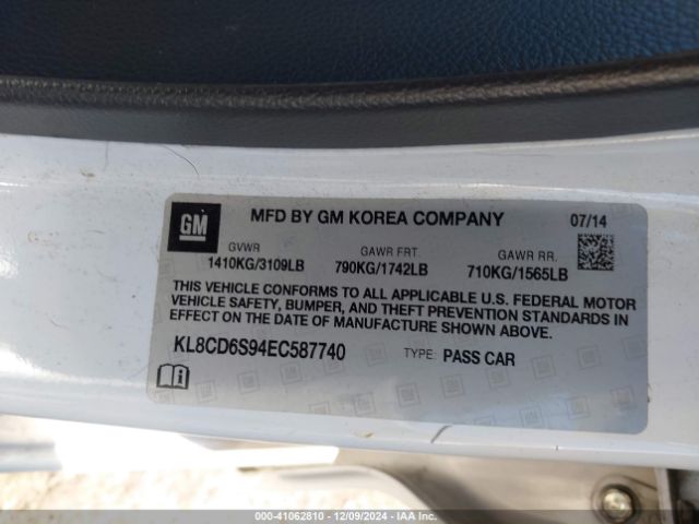 KL8CD6S94EC587740 Chevrolet Spark 1lt Auto