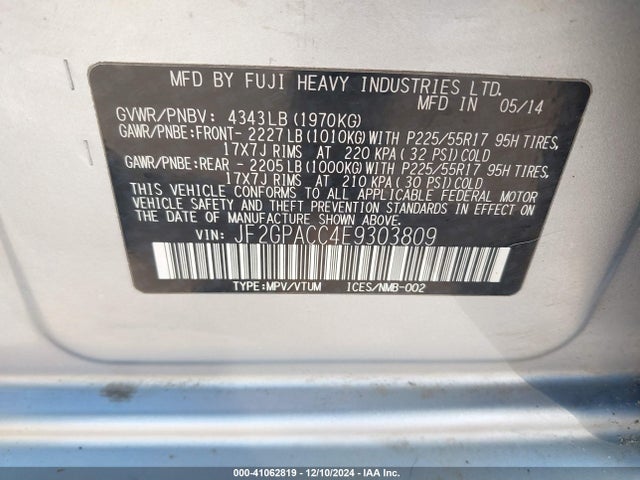 JF2GPACC4E9303809 Subaru Xv Crosstrek 2.0i Premium