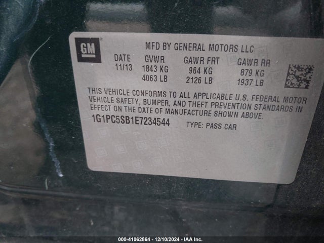 Chevrolet Cruze 1lt Auto 2014 1G1PC5SB1E7234544 Image 9