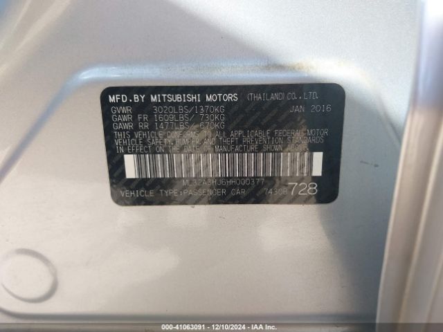 ML32A3HJ6HH000377 Mitsubishi MIRAGE ES
