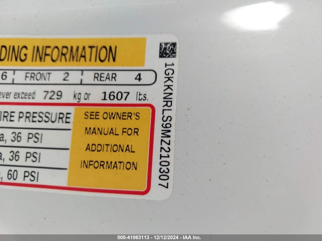 1GKKNRLS9MZ210307 GMC Acadia Awd Sle