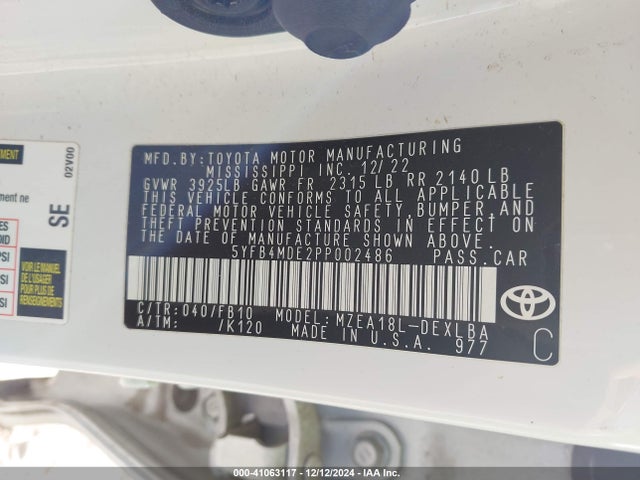 Toyota COROLLA LE 2023 5YFB4MDE2PP002486 Image 9
