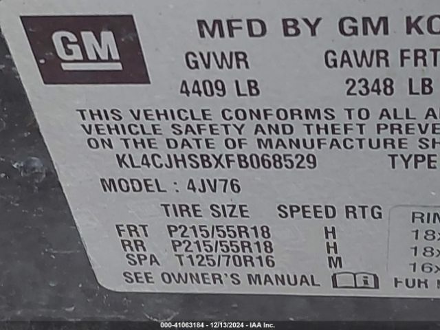 KL4CJHSBXFB068529 Buick Encore Premium