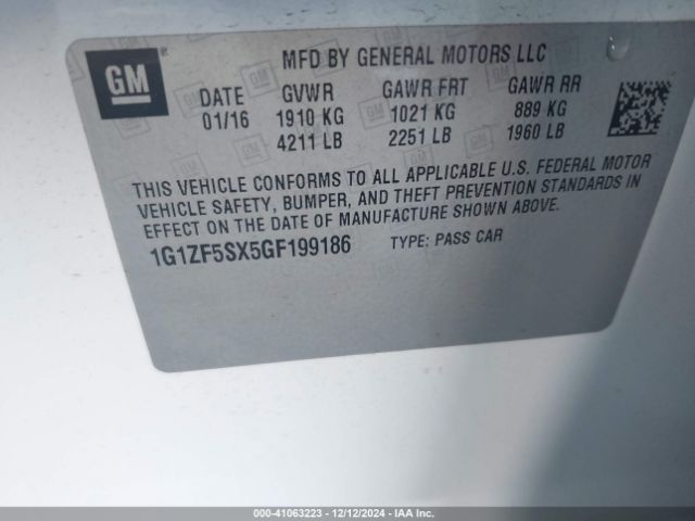 1G1ZF5SX5GF199186 Chevrolet MALIBU 2LT
