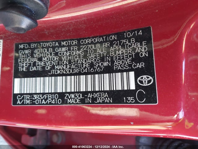 Toyota Prius 2015 JTDKN3DUXF0416767 Image 9