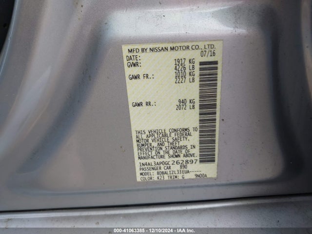Nissan Altima 2.5 Sv 2016 1N4AL3AP0GC262897 Image 9