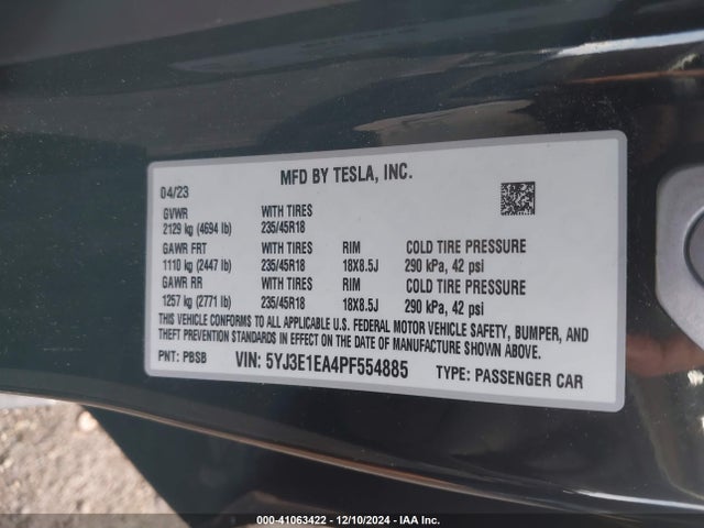 2023 TESLA MODEL 3 5YJ3E1EA4PF554885 Photo 8