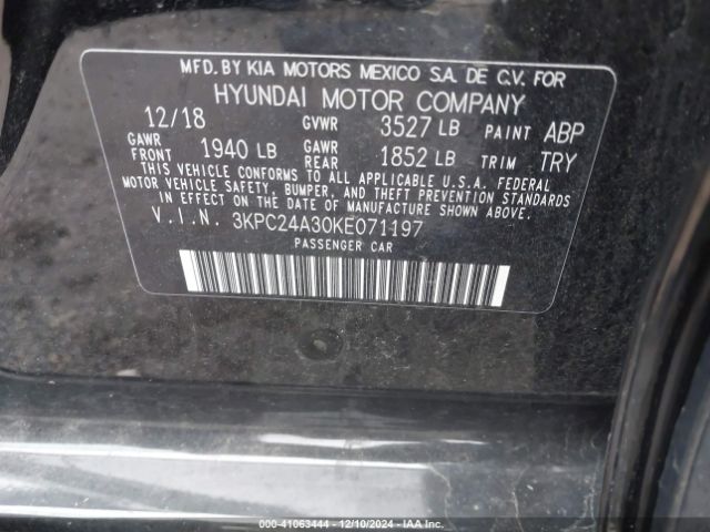 3KPC24A30KE071197 Hyundai Accent Sel