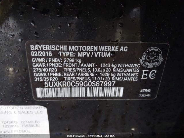 5UXKR0C59G0S87997 BMW X5 Xdrive35i