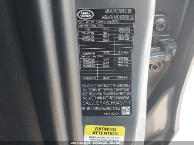 SALZJ2FX8LH049711 Land Rover Range Rover Evoque S