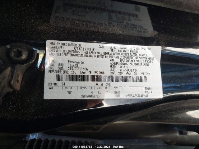Ford FOCUS SE 2017 1FADP3FE9HL343360 Image 9