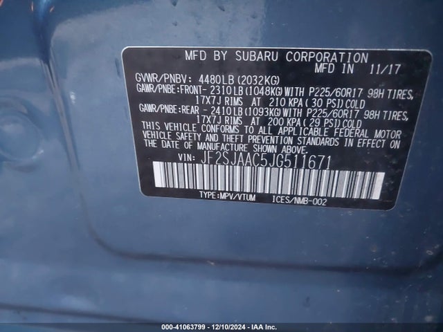 JF2SJAAC5JG511671 Subaru Forester 2.5i