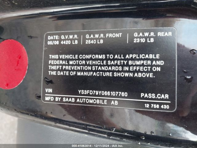 2006 SAAB 9-3 YS3FD79Y066107760 Photo 8