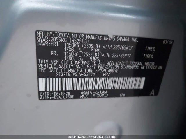 Toyota RAV4 LE 2018 2T3ZFREV5JW459620 Image 9