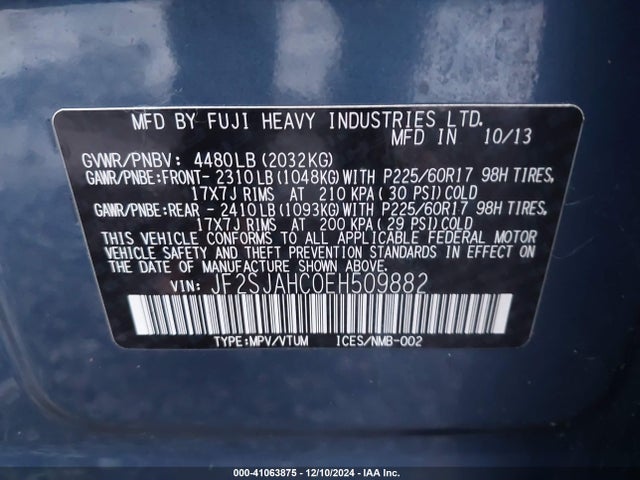 JF2SJAHC0EH509882 Subaru Forester 2.5i Limited