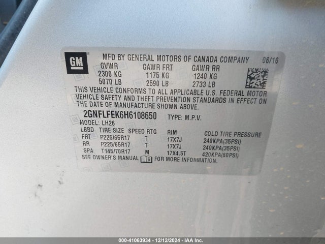 Chevrolet EQUINOX LT 2017 2GNFLFEK6H6108650 Image 9