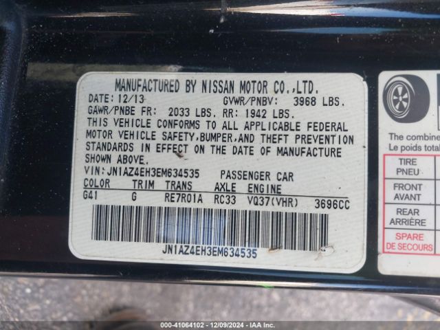 JN1AZ4EH3EM634535 Nissan 370Z