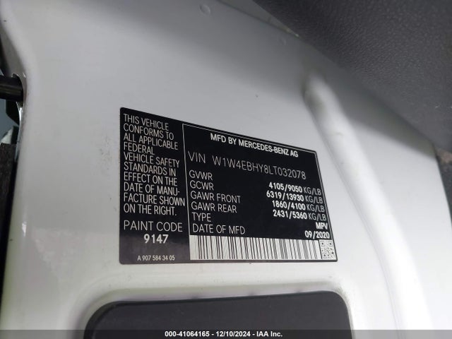 W1W4EBHY8LT032078 Mercedes-Benz Sprinter 2500 Standard Roof V6
