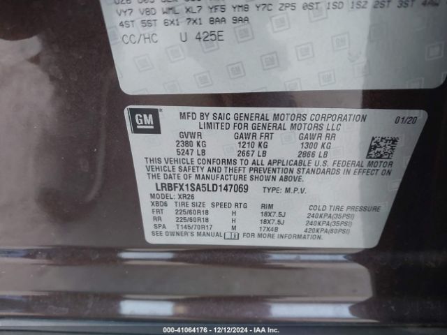 LRBFX1SA5LD147069 Buick Envision Awd Preferred