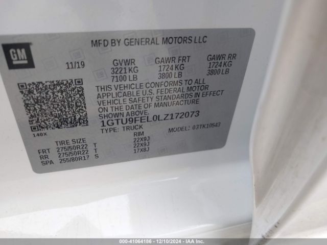 1GTU9FEL0LZ172073 GMC Sierra 1500 4wd  Short Box Denali