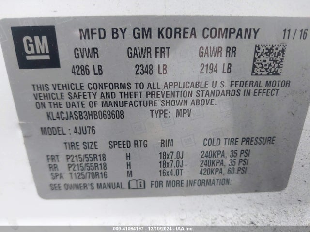 KL4CJASB3HB068608 Buick Encore Preferred