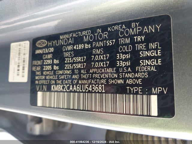 Hyundai Kona Sel 2020 KM8K2CAA6LU543681 Image 9