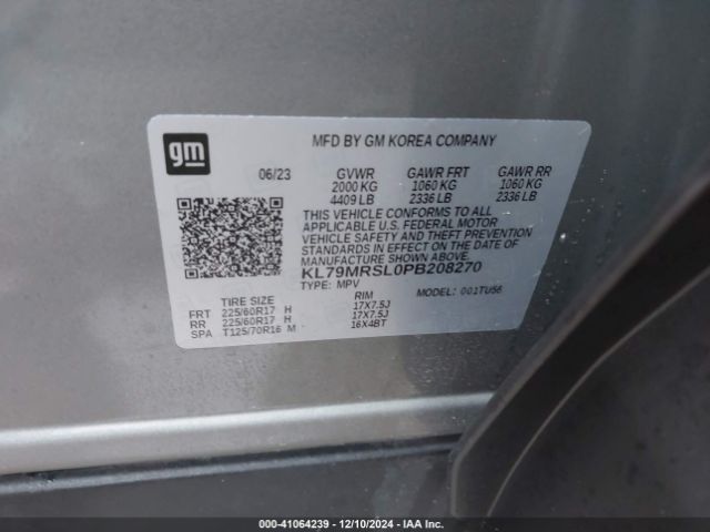 KL79MRSL0PB208270 Chevrolet Trailblazer Awd Lt