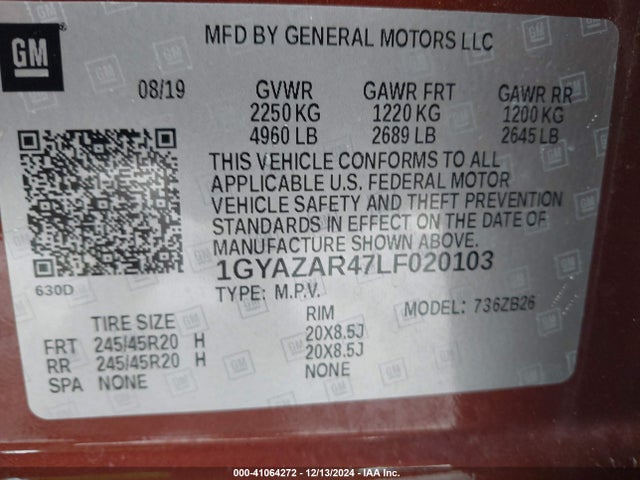 1GYAZAR47LF020103 Cadillac Xt4 Fwd Luxury