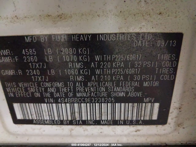 Subaru Outback 2.5i Premium 2014 4S4BRBCC9E3238205 Image 9