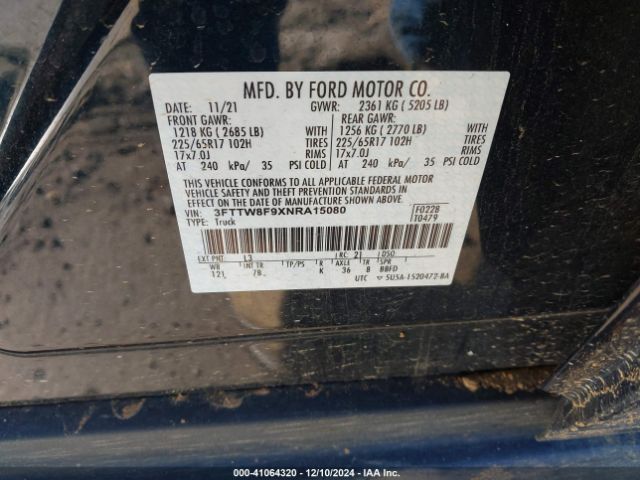 3FTTW8F9XNRA15080 Ford Maverick Xlt