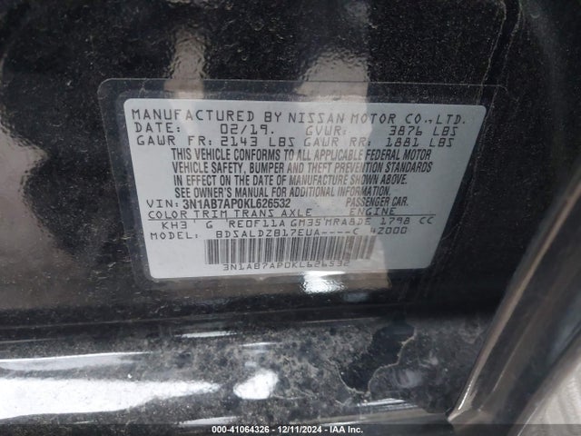3N1AB7AP0KL626532 Nissan SENTRA SV