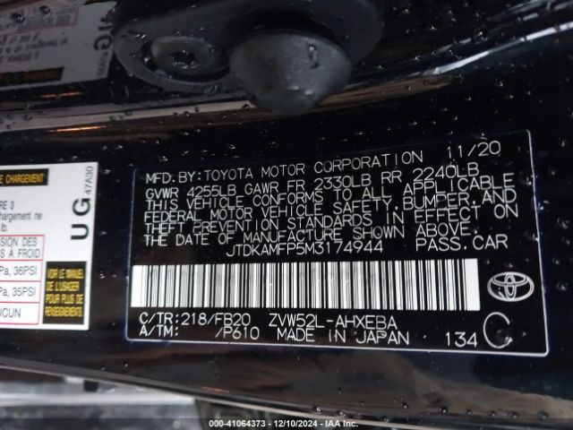 JTDKAMFP5M3174944 Toyota Prius Prime Le