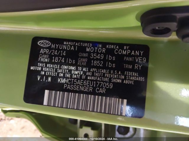 KMHCT5AE6EU177059 Hyundai ACCENT GS