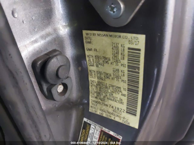 1N6BD0CT9HN743822 Nissan Frontier Sv-i4