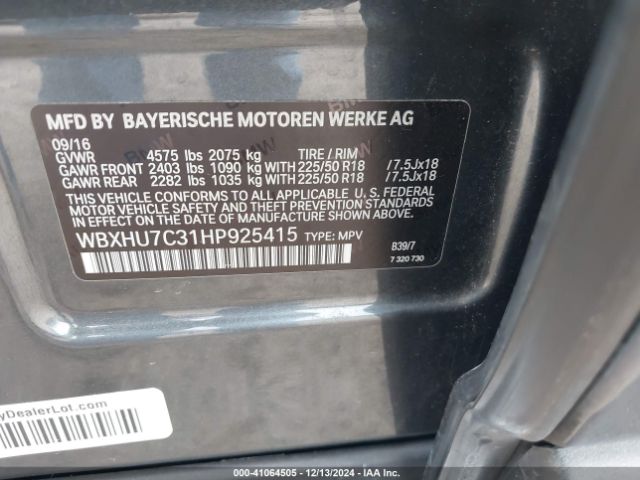 WBXHU7C31HP925415 BMW X1 Sdrive28i