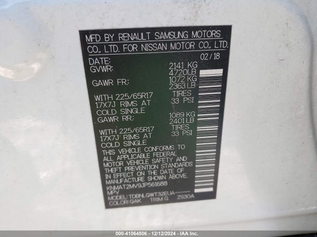 Nissan ROGUE SV 2018 KNMAT2MV9JP561688 Image 9