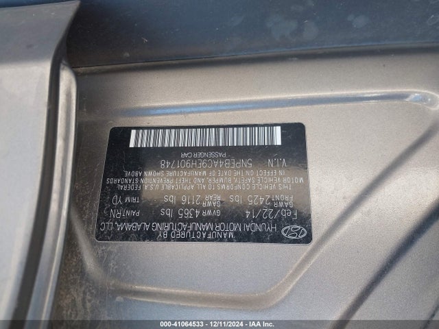 Hyundai SONATA GLS 2014 5NPEB4AC9EH901748 Image 9
