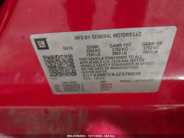 1GTV2MEC9JZ370838 GMC Sierra 1500 Sle