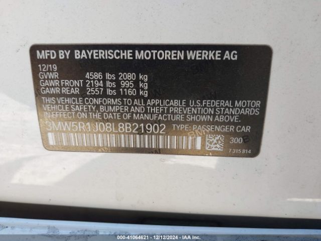 3MW5R1J08L8B21902 BMW 330I